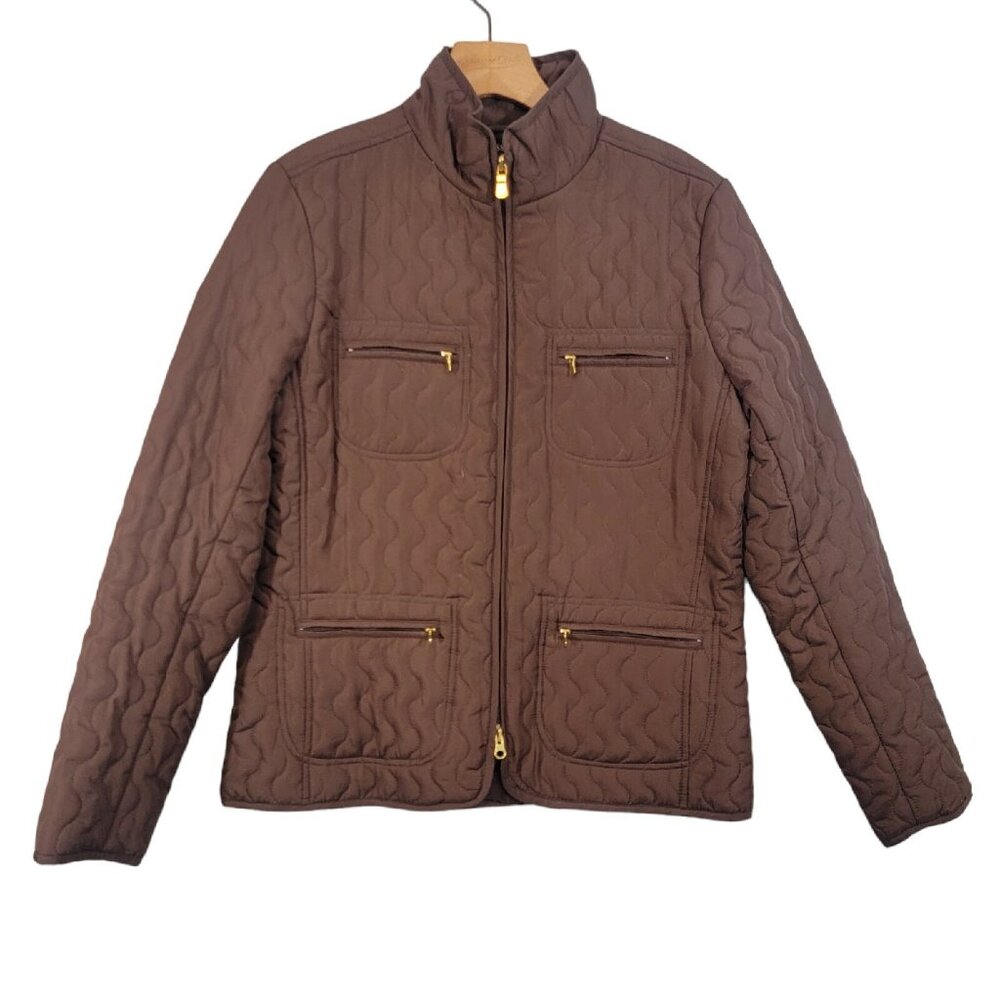 Eivissa Quilted Jacket Brown Zip Front Outdoor Classic Womens‎ Medium  Autumn
